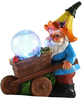 TOYZFRIENDY Lampe Solaire Statue Nain Résine Éclairage Jardin Décoratif Compacte pour Pelouse Cour et Terrasse
