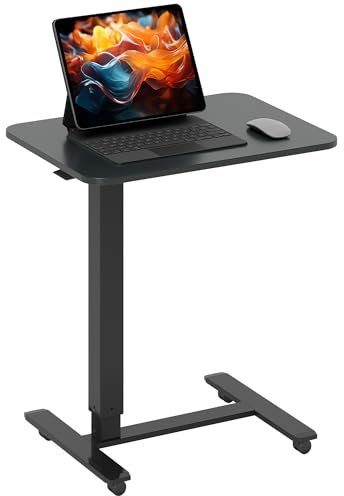 HOMCOM Stehpult Höhenverstellbar mit 4 Rollen 65x48x73-110cm Schwarz | C-förmiger Schreibtisch, Steh-Sitz Schreibtisch, für Büro Arbeitszimmer Wohnzimmer, bis 70 kg Belastbar
