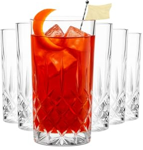 MUVELL 6er Longdrink Gläser Set „Germany“ - 380 ml Latte Macchiato Gläser & Trinkgläser - 3 mm Glasstärke - ideal als Matcha Gläser, Cocktailgläser & Wassergläser - spülmaschinenfest & bruchsicher