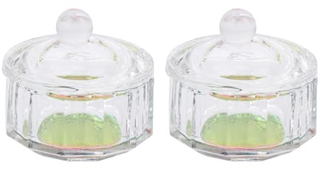 Lot de 2 Coupelles Octogonales en Verre pour Nail Art | École et Usage Personnel, Mélange D’acrylique Liquide et Poudre, Format Compact à Emporter