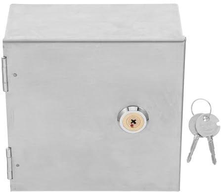 MUSISALY Caja Eléctrica de Acero Inoxidable 86Mm con Cerradura Protección Antirrobo y Resistente al Agua Caja para Enchufe Exterior con Montaje Superficial y Empotrado Tapa Protectora