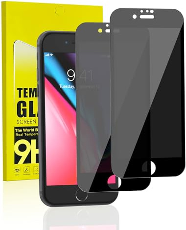 MiniMing Schutzfolie für Panzerglas Sichtschutz für iPhone 6/6s/7/8/SE, 2 Stück 0.25mm HD Klarsicht Anti Spy für iPhone SE Folie, Anti-Blasen Passt Perfekt Privacy Screen für iPhone 8 Blickschutz
