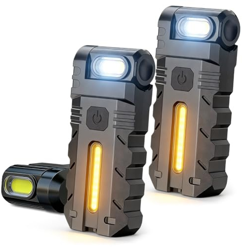 Ruioomeep Mini lampe de poche LED rechargeable USB-C, 400 lumens avec blanc froid + mode clignotant rouge (2, 5 modes, blanc froid + mode clignotant rouge, rotation à 180 °, 400 lumens, USB, IPX4