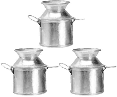 SOLUSTRE 3pcs Miniature Iron Buckets Small Plant Pots with Realistic Appearance Multi-functional Silver Mini Gardening Buckets for Doll House and Mini Garden Decoration
