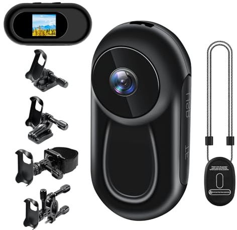 Caméra pour Moto, Mini Caméra d'action, Caméra Sportive POV à 120° | 28 g avec écran, fixation magnétique, autonomie de 2 heures, carte SD jusqu'à 256 Go, pour vélo, caméra de casque