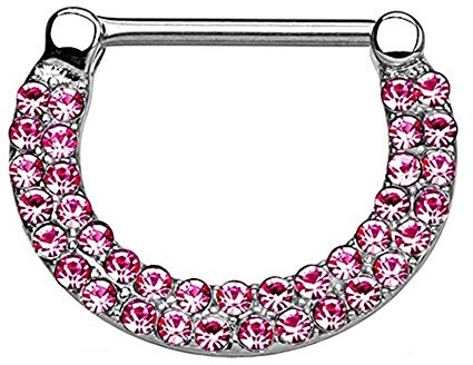 beyoutifulthings Bogen ZIRKONIA-Reihen Brustwarzen-Piercing Intim-Piercing Brust-Piercing Edelstahl Gold Silber ROSÉ 1,2mm/1,6mm 12mm klick-Verschluss