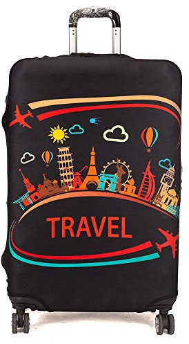 Maddy's Home Nette Gepäck-Schutzhülle Kofferabdeckung Katze für 23-32 Zoll Koffer (Travel, XL (Fit 29-32 Suitcase))