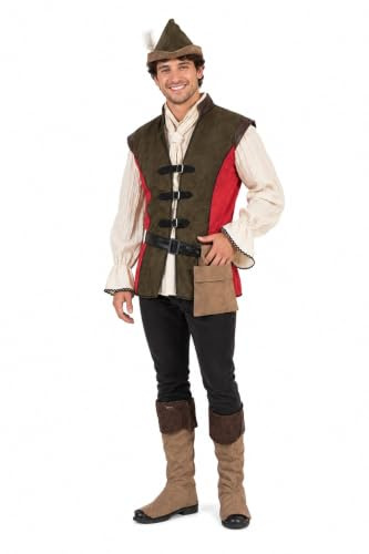 Das Kostümland Robin Hood Kostüm für Herren - Grün Rot - Film Fasching Kostüm für Theater, Karneval oder Mottoparty