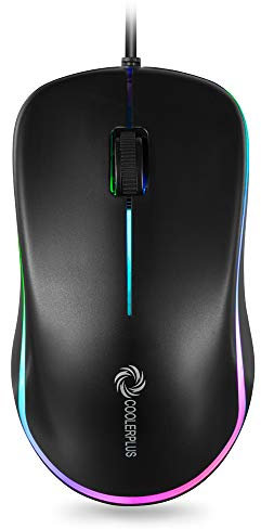 COOLERPLUS FC112 USB Optical Wired Computer Mouse with Easy Click for Office and Home, 1000DPI, Premium and Portable,Compatible with Windows PC, Laptop, Desktop, Notebook (Black)