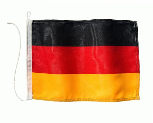 Deutschlandflagge für Yacht Motorrad Segeln und vieles mehr in verschiedenen Größen UV-Stabilisiert mit Öse und Bändsel (30x45 cm)
