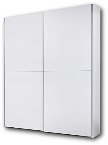 Stella Trading PULS Eleganter Kleiderschrank mit viel Stauraum - Vielseitiger Schwebetürenschrank in weiß, schachbrett weiß - 170 x 195 x 58 cm (B/H/T) | Modernes Design,inklusive 2 Kleiderstangen und 2 Einlegeböden, ideal für das Schlafzimmer, Schlafzimmerschrank, mit Stauraum