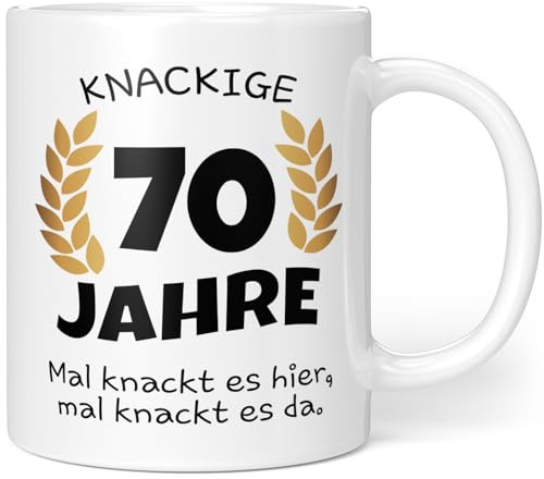 Knackige 70 Jahre Geburtstag | Geschenk zum 70. Geburtstag | Tasse mit lustigem Spruch Geschenkideen (Zum 70. Geburtstag) - Keramik 300ml