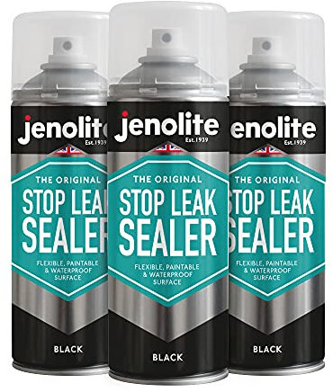 3 x JENOLITE Stop Leak Sealer Spray - vattentätt tätningsmedel - fyllningar, tätningar och stoppar läckor - svart - 400 ml
