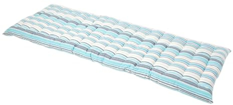 Homescapes Bankauflage 3-Sitzer New England gestreift – Sitzkissen Bank Outdoor/Indoor, Oeko-TEX-Zertifiziert, Sitzauflage waschbar für Gartenbank & Sitzbank, blau-weiß, 143 x 48 cm