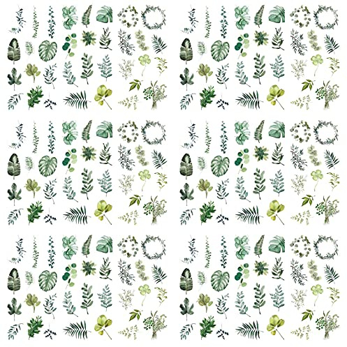 18 Blatt Washi-Aufkleber, farbig, Blattmotiv, selbstklebend, Notizbuch, Basteln, für Scrapbooking, Fotoalbum, selbstklebend, Buch, Album, Tagebuch, Kalender, Dekoration