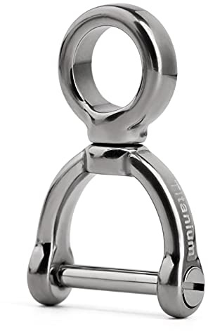 TISUR Titanium Swivel D-Rings with Screw Shackle Horseshoe U Shape Key Ring DIY with Rotated Link Leather Craft Purse 1 pcs, Silver, S