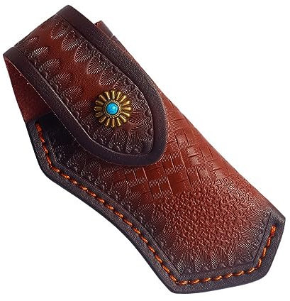 DONGKER Knife Sheath,EDC Leather Pocket Knife Case w/Snap Closure Fit for 5 Folding Knife (Without Knife)