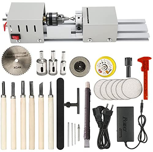 Mini DIY Bois Tour 96W, Perles Polir Machine Ensemble De Tour À Bois, Mini Tour Perles Polisseuse Machine, Petit Benchtop Tour, Mini Tour Vitesse Variable Pour Meulage Fraisage Polissage