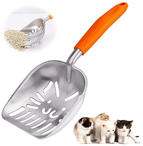 1 Stücke Katzenstreu Schaufel Langlebiger Streuschaufel Katzenklo Schaufel Katzenstreuschaufel Langlebig Metall Katzenstreuschaufel Aus Aluminiumlegierung Mit Gummi Langer Griff Für Haustier Katzen
