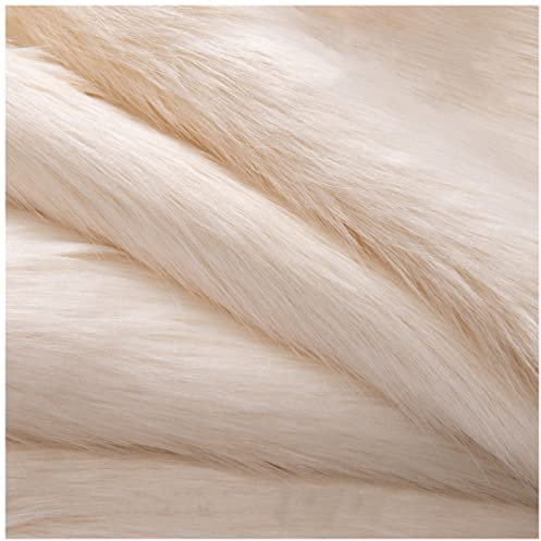 Luxus Plain Kunstfell Stoff Fellimitat Dekostoff 180x50cm Weicher Fuzzy 5cm Kurzflor Kunstpelz für Kissen, DIY Handwerk, Kostüm, Decken, Teppiche(Color:Beige)