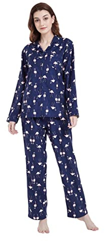 Amaxer Pigiama Donna Cotone Lungo 100% in Flanella Pigiama Invernale Manica Lunga Indumenti da Notte Tuta da Notte e Pantaloni
