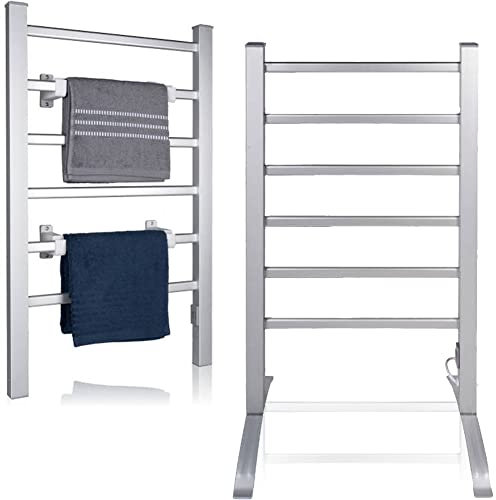 Scaldasalviette Elettrico 2in1 da Terra e Parete Asciugabiancheria Scalda Asciugamani Elementi Riscaldanti Scaldasciugamani Scalda Salviette Sicuro per Bagno Robusto Termoarredo 6 Barre