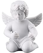 Rosenthal Figura de ángel pequeño con Corona de Flores, Color Blanco Mate, Figura de Porcelana con temática Coleccionable Pascua 2023, Pieza de colección, ángel de Porcelana, Corona de Flores,