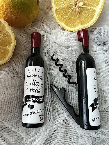 Uvimark - Set 25 Sacacorchos Vino con Mensaje de Agradecimiento | Sacacorchos Abridor de Vino, Detalle para Invitados, Imán Nevera, Recuerdo Comunión, Bautizo, Amigo Invisible, Aniversario