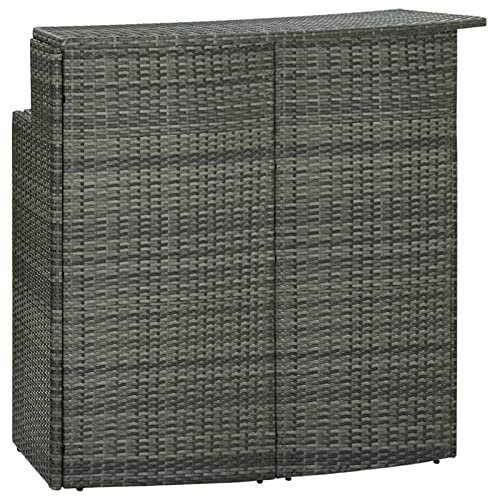 Tidyard Garten Bartisch Stehtisch Gartentisch Rattantisch Bistrotisch Balkontisch Gartentheke Partytisch Gartenbar Theke Bar Tresen Terrassetisch Beistelltisch Gartenmöbel Grau 120x55x110cm PolyRattan