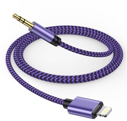 Aux Cable for iPhone in Car 1M, Lightning to 3.5mm Aux Cable[MFi certified], Braided Aux Lead Aux Cord for iPhone 14/14 Pro/14Pro Max/13/13 Pro/12/11/Pro/Xs/XR/X/8/7 for Car Stereo/Speaker/Headphone