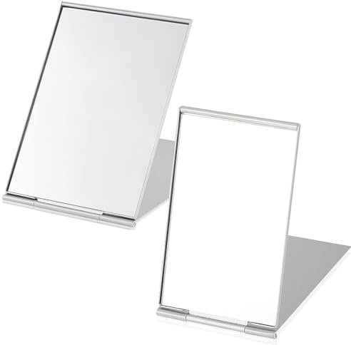VBKITW 2pcs Reisespiegel Taschenspiegel Klein Kosmetikspiegel Handspiegel klappbar Ultradünn und Langlebig Spiegel Geeignet für Reisen(6X7cm, 5X8.5cm)