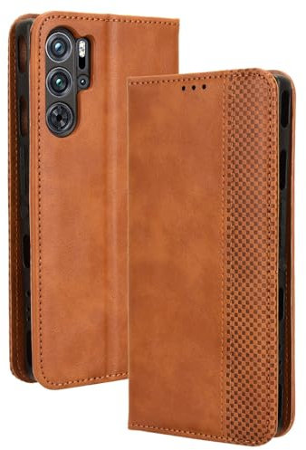 RonRun Cover Red Magic 9 Pro/Magic 9 Pro Custodia a Libro con Supporto Stand e Slot Porta Carte Case a Portafoglio Magnetica in Pelle PU Adatto per Red Magic 9 Pro/Magic 9 Pro+, Marrone