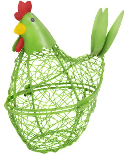 MUCKLILY Egg Storage Baskets for Fresh Eggs, Chicken Egg Container, Kitchen Countertop Storage Organization Egg Dispenser, Ceramic Chicken Lid with Wire Basket, Holds 20-25 Eggs