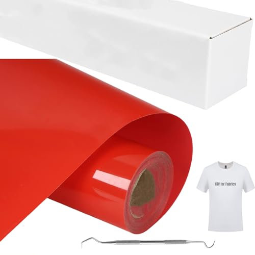 EURXLQ Plotterfolie Textil Rot,30.5×185cm Heat Transfer Vinyl Transferfolie Plotter Flexfolie für Textilien Transferfolie zum Aufbügeln für DIY T-Shirt,Anderen Stoffen