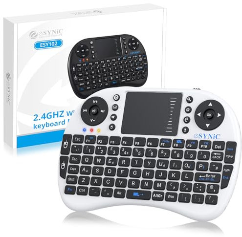 eSynic Mini Wireless Keyboard 2.4G Handheld Wireless Mini Keyboard Touchpad Mouse Combo Multi-media Portable Small Rechargeable for PC Google Smart TV Tivo Box Raspberry PI PS4 etc