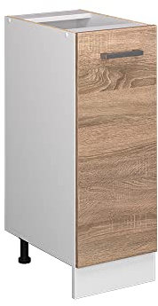 Vicco Unterschrank R-Line, Sonoma/Weiß, 30 cm mit Tür, ohne Arbeitsplatte