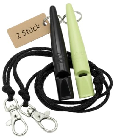 ACME Hundepfeife No. 211,5 mit Pfeifenband | Im Doppelpack | 2 Pfeifen inklusive 2 Bänder | Ideal für den Rückruf - Laut und weitreichend (Black + Lime Green)