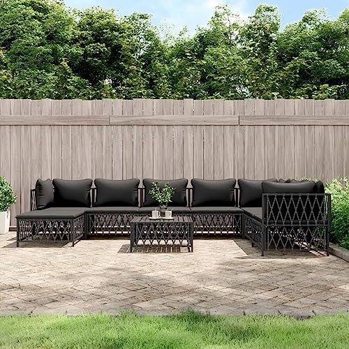 SECOLI Lounge möbel Outdoor Aluminium Gartenmöbel Set Alu gartenlounge Outdoor Gartensofa Alu Balkon Lounge Balkon möbel Set loungesofa Outdoor Stahl-Anthrazit-9-tlg