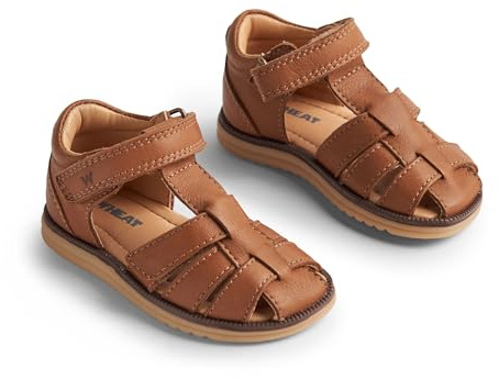Wheat unisex barn stängd sandal himmel äkta läder lära-gå-sko, 9002 konjak, 26 EU