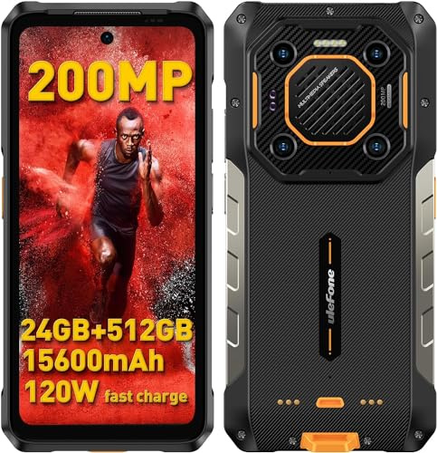 Ulefone Armor 26 Ultra Outdoor Handy 5G 2024, 200MP+64MP Kamera 3,2XTeleobjektiv 24GB+512GB Android 13 Smartphone mit 120W Schnellladung 6,78 Zoll FHD+ 120Hz 121dB Lautsprecher 15600mAh Akku Schwarz