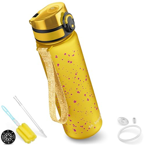 My Vesperbox® vattenflaska för barn – läckagesäker och lämplig för kolsyrade drycker – Water Bottle Kids – för skola och sport – barnflaska för flickor och pojkar – inkl. extra packning