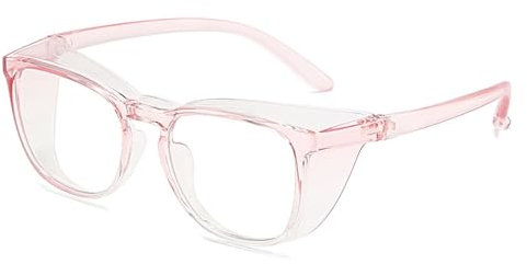 FGAQLUK Children's Anti-pollen Glasses, TR90 Anti-blue Light Glasses, Full Frame Goggles, Anti-fog And Anti-spray, Safety Glasses Suitable For Children Aged 4-14 (Color : Light pink)