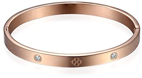 Cupimatch Armband Damen Edelstahl Armspange: Armreif Damen Armband mit Strasssteinen Geschenk für Frauen Mädchen zu Geburtstag Valentinstag