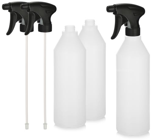 com-four® 3x XL Sprühflasche mit verstellbarem Sprühkopf | 1035 ml Zerstäuber mit 28/400 Gewinde - Leere Blumensprüher für Pflanzen - Blumen - Garten - Werkstatt
