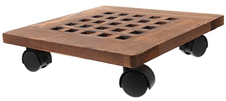 Happyyami Base para Macetas con Ruedas Bandeja De Madera Fácil De Mover Gran Capacidad