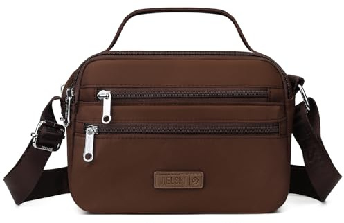 JANKS Sac à Bandoulière Femme Moyenne Sacs Bandoulière pour Femmes Nylon Petite Épaule Avec Sangle, Cacao