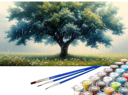 Malen nach Zahlen Erwachsene Baum Malen nach Zahlen Wald Handgemalt Ölgemälde Kit,DIY Paint by Numbers Groß Leinwand Kreativ Set mit Pinseln Acrylfarbe,Geschenke für Frauen 55x110 cm (Rahmenlos) E-63