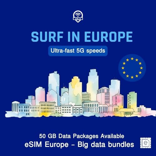 Wifi.se Digitale eSIM 50 GB verfügbar, Keine Daten enthalten. für Europa – 5G Reise- und eSIM für England, Europa und Großbritannien – Nur SIM – KEIN Datentarif