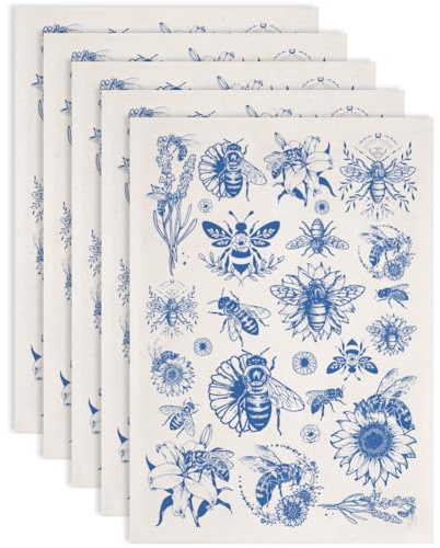 SUPERDANT 5 stycken bin och blommor underglasyr överföringsfolier för keramik solrosor lera överföringspapper svarta keramiska dekaler överföringsklistermärken för keramik gör-det-själv pysselbehov