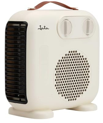 JATA JCTV1206 - Calefactor Bajo Consumo. Termoventilador Baño 2000 W. 2 Potencias. Ventilador. 2 Posiciones: Horizontal y Vertical. Antivuelco. Asa de Transporte. Compacto: 24 x 12,5 x 24 cm